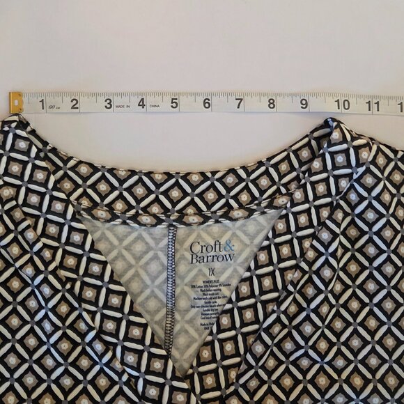 NWT -- Croft & Barrow Women’s Dress, Size 1X, Black/tan/cream geometic pattern - Picture 10 of 10